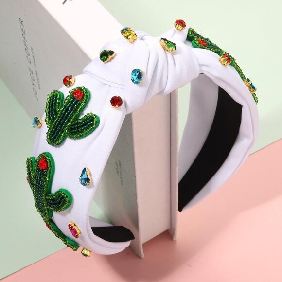 Mexican Headbands for Women Beaded Wide Top Knot Fiesta Accessories